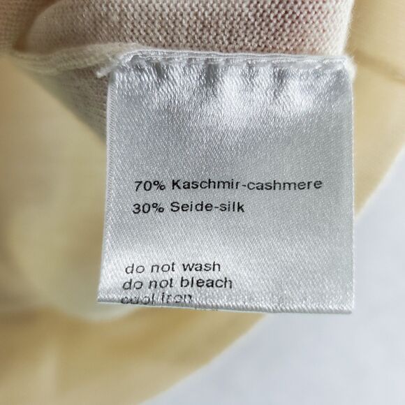 US 4 Akris Cashmere Silk Crew Neck Sweater Long Sleeves Cream Knit Lightweight - Picture 8 of 14